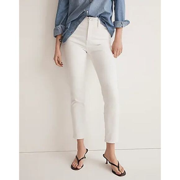 NWT Madewell Women's Straight Leg Stovepipe Denim Jeans Pure White Size 32 - Picture 1 of 12